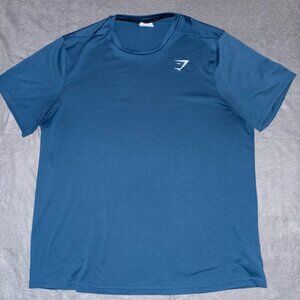 Gymshark Mens XL Teal Performance T‑Shirt Athletic Gym Training Short Sleeve